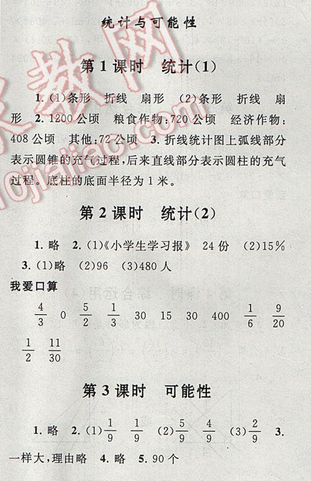 启东黄冈作业本六年级数学下册江苏版总复习-